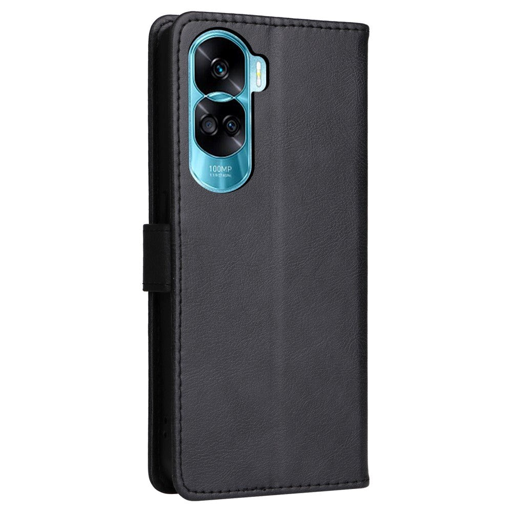 Honor 90 Lite Læder Mobil Cover m. Pung og Strop - Sort