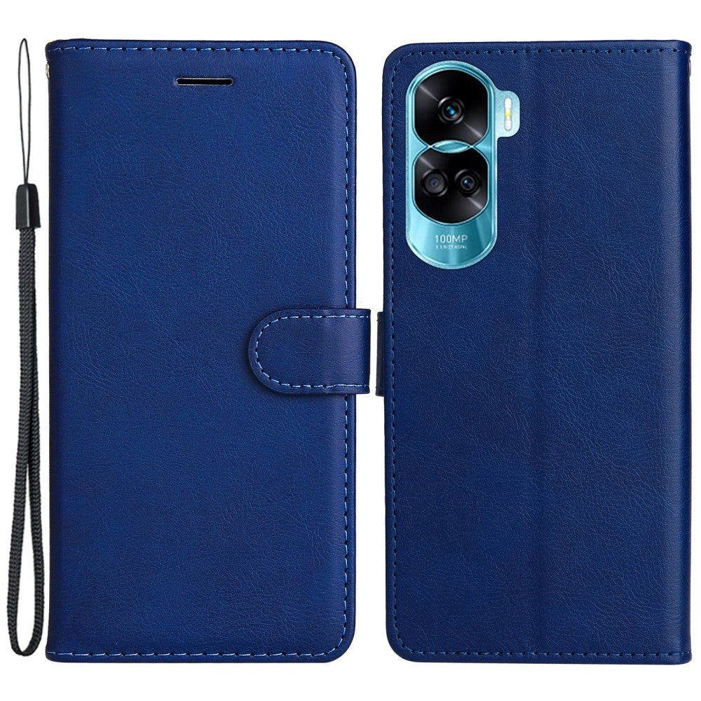 Honor 90 Lite Læder Mobil Cover m. Pung og Strop - Blå