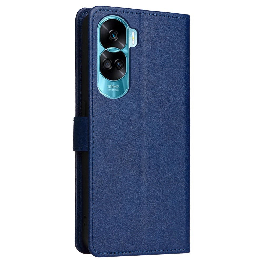 Honor 90 Lite Læder Mobil Cover m. Pung og Strop - Blå