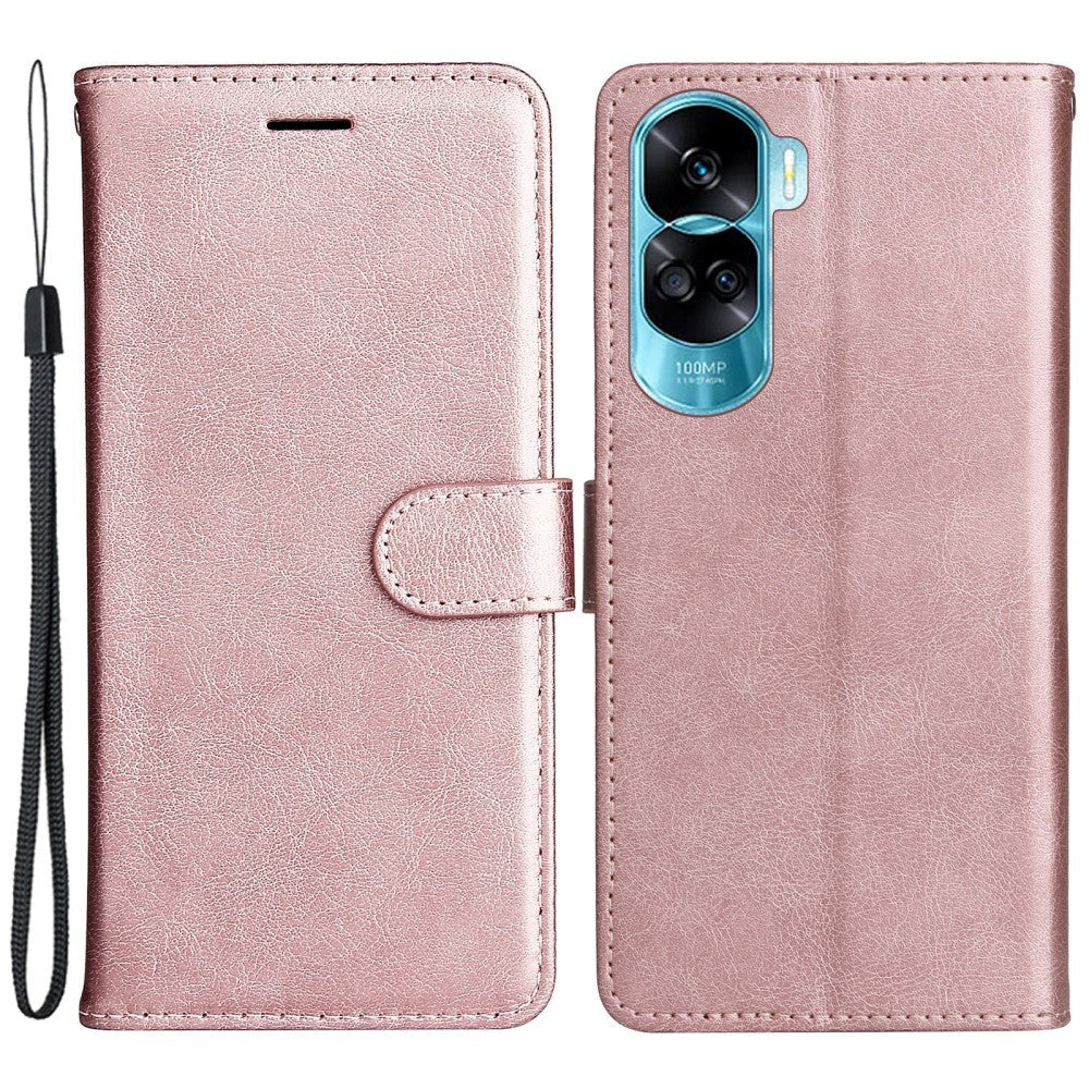 Honor 90 Lite Læder Mobil Cover m. Pung og Strop - Rose Gold