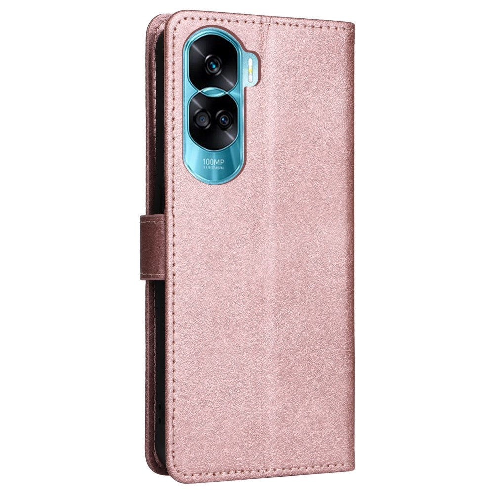 Honor 90 Lite Læder Mobil Cover m. Pung og Strop - Rose Gold