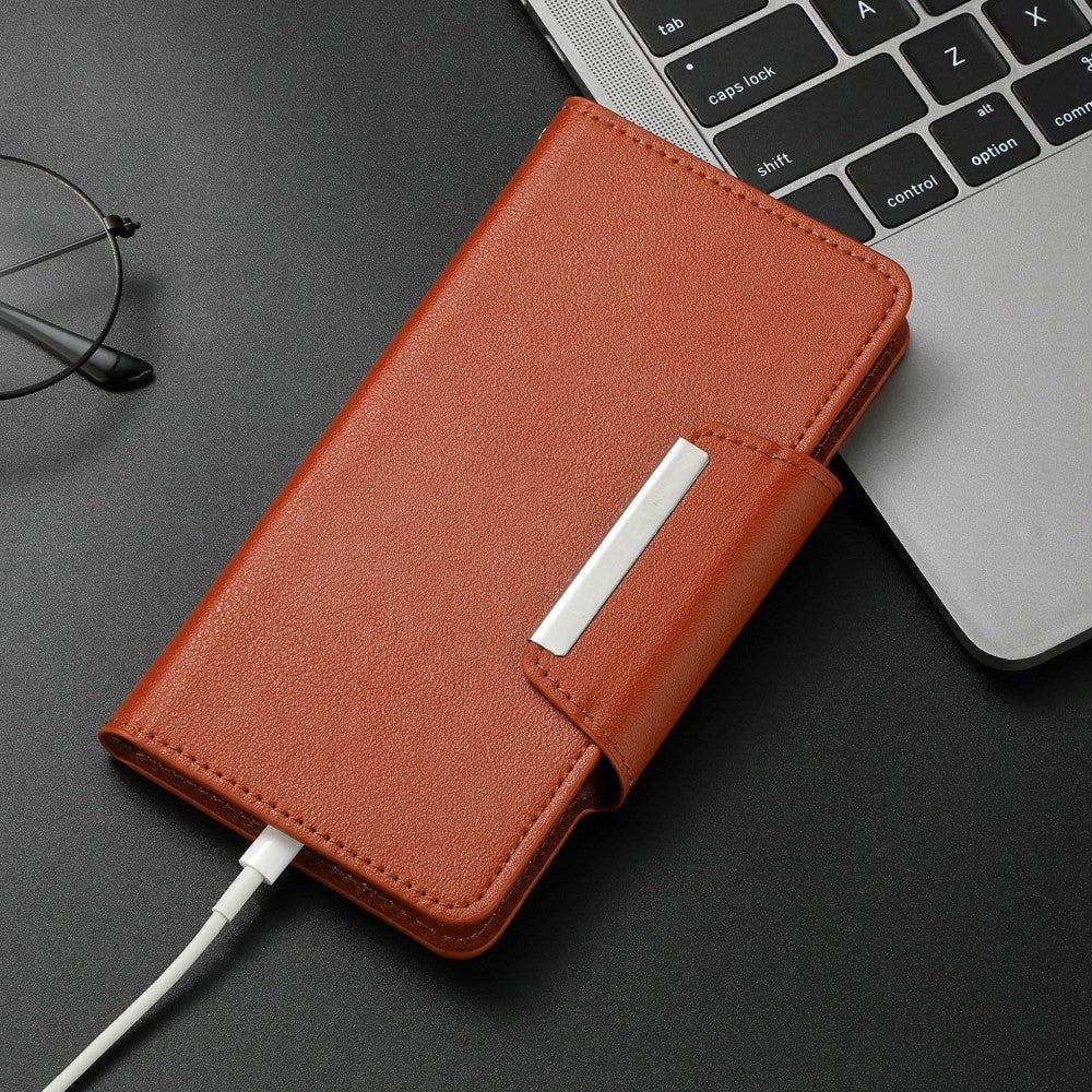 iPhone 15 Pro Max 2-i-1 Kunstlæder Mobil Cover m. Pung & Magnetlås - Brun