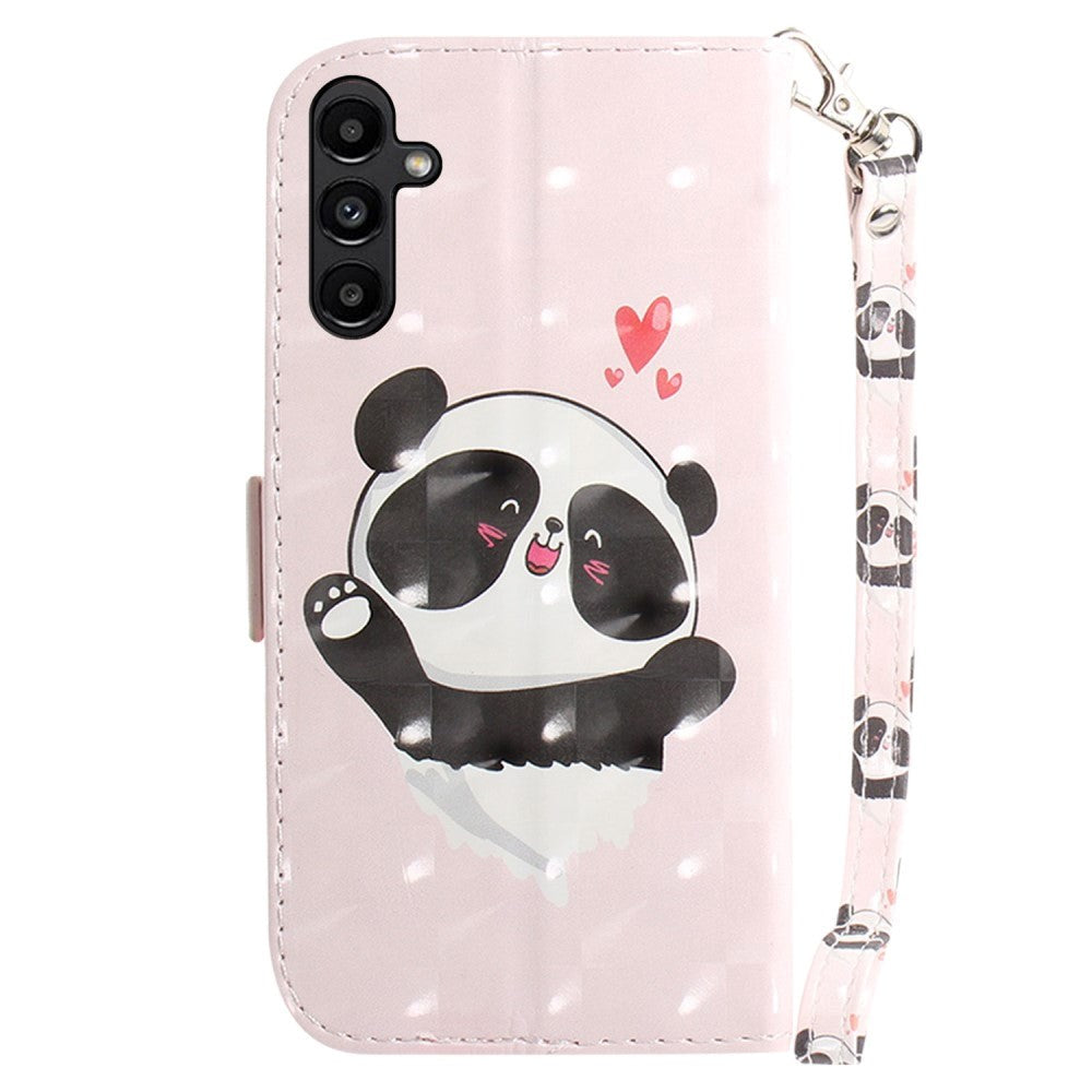 Samsung Galaxy A25 (5G) Læder Mobil Cover m. Print & Strop - Glad Panda