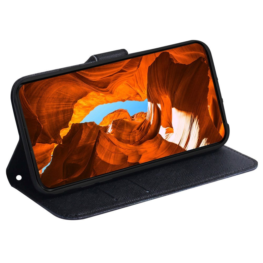 Samsung Galaxy A25 (5G) Læder Mobil Cover m. Pung & Print - "Don't Touch My Phone"