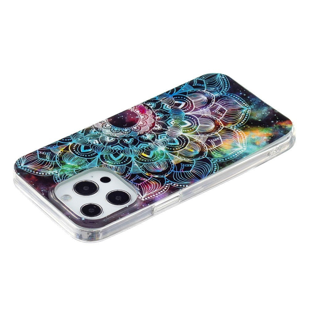 iPhone 15 Pro Selvlysende Fleksibel Mobil Cover af Plastik m. Print - Mandala