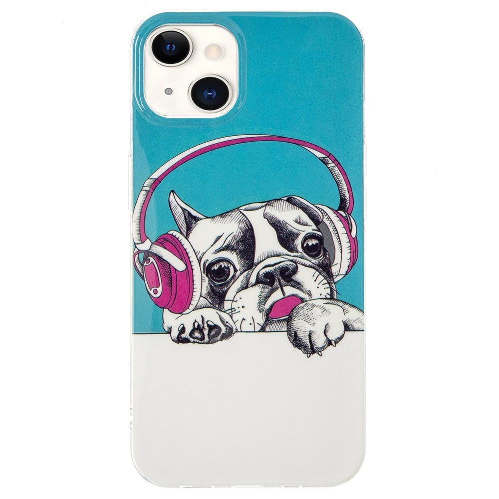iPhone 15 Selvlysende Fleksibel Mobil Cover af Plastik m. Print - Fransk Bulldog