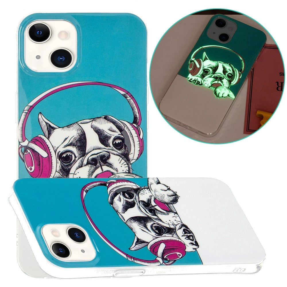 iPhone 15 Selvlysende Fleksibel Mobil Cover af Plastik m. Print - Fransk Bulldog