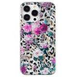 iPhone 15 Pro Fleksibel Plastik Mobíl Cover - Leopard og Blomster Mønster