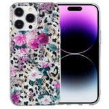 iPhone 15 Pro Fleksibel Plastik Mobíl Cover - Leopard og Blomster Mønster