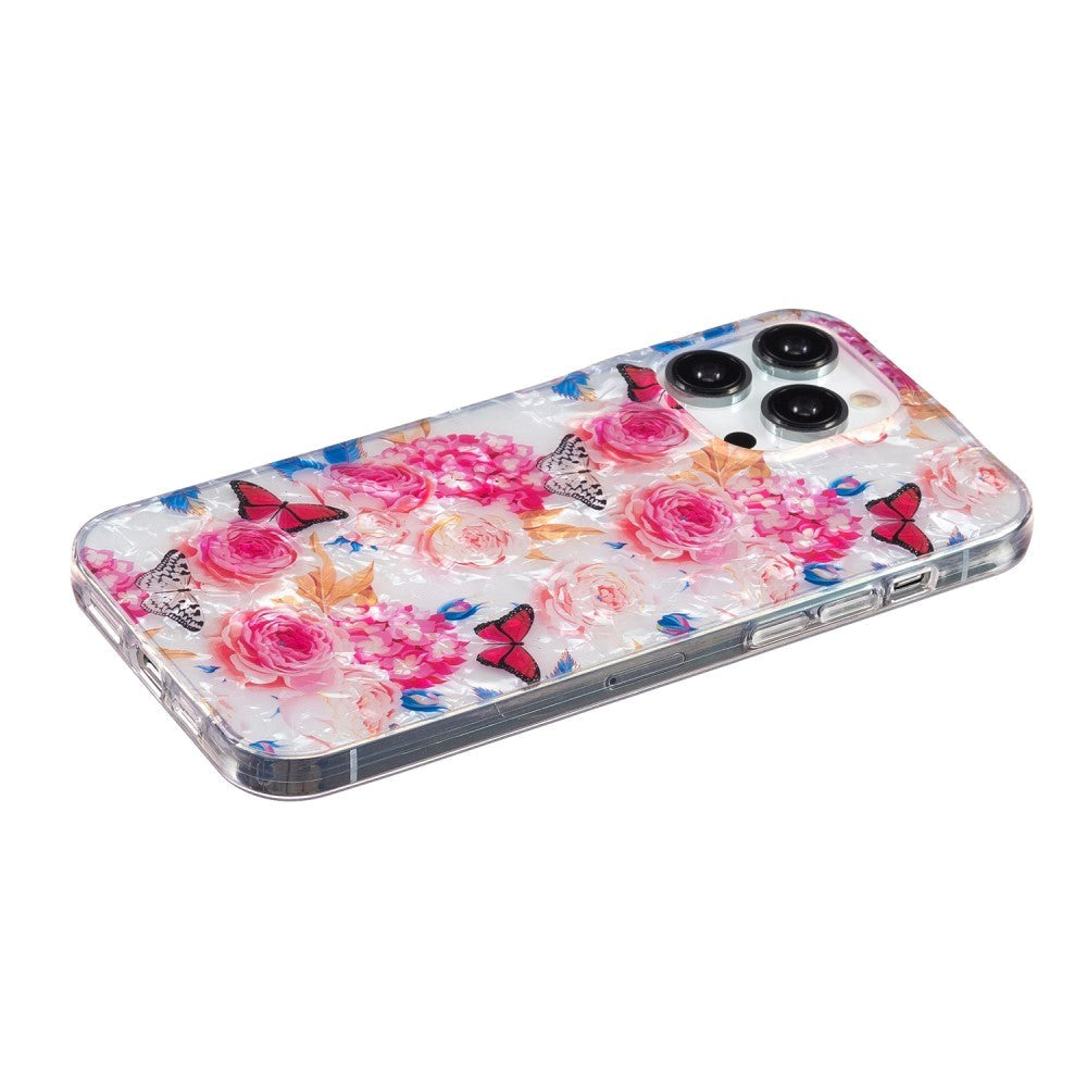 iPhone 15 Pro Fleksibel Plastik Mobil Cover - Farverig m. Blomster