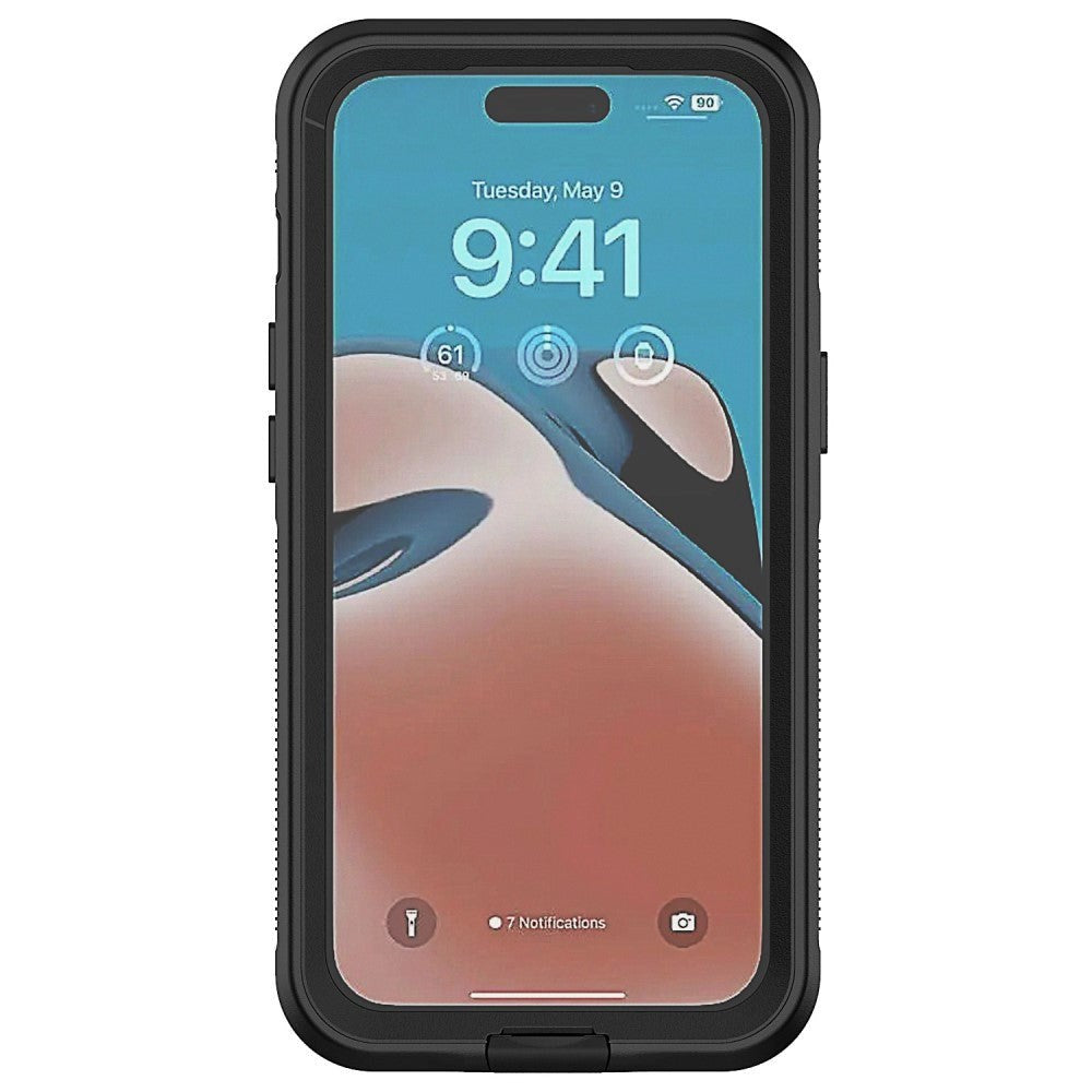 iPhone 15 Pro Vandtæt Håndværker Mobil Cover - Gennemsigtig / Sort