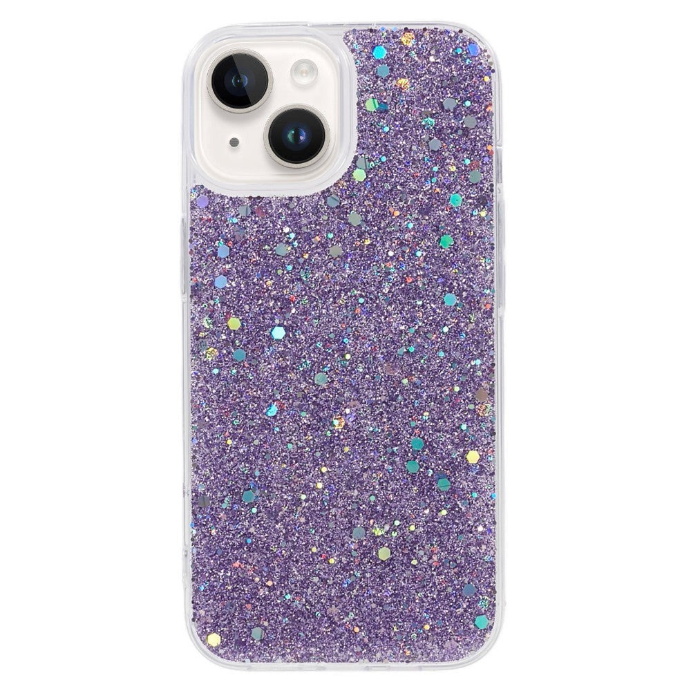 iPhone 15 Glitter Mobil Cover - Lilla