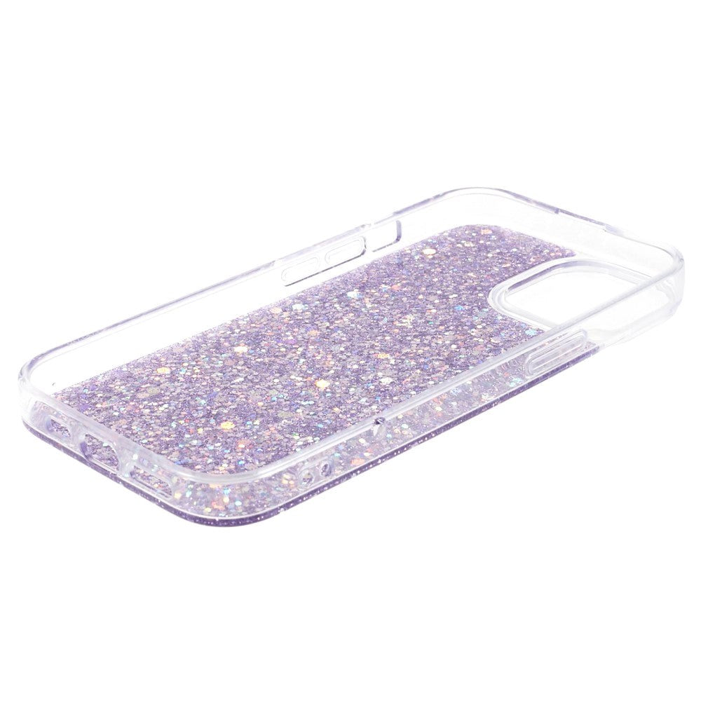 iPhone 15 Glitter Mobil Cover - Lilla