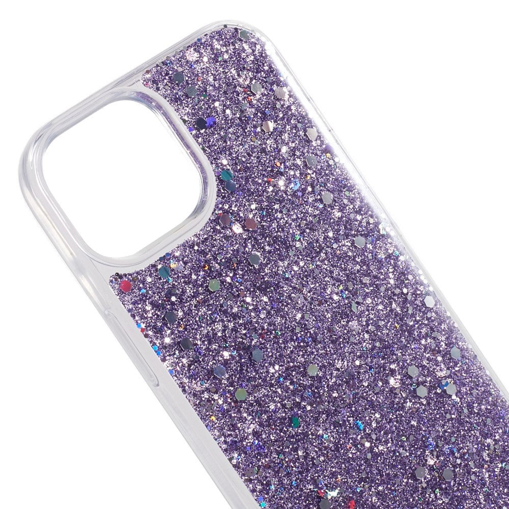 iPhone 15 Glitter Mobil Cover - Lilla