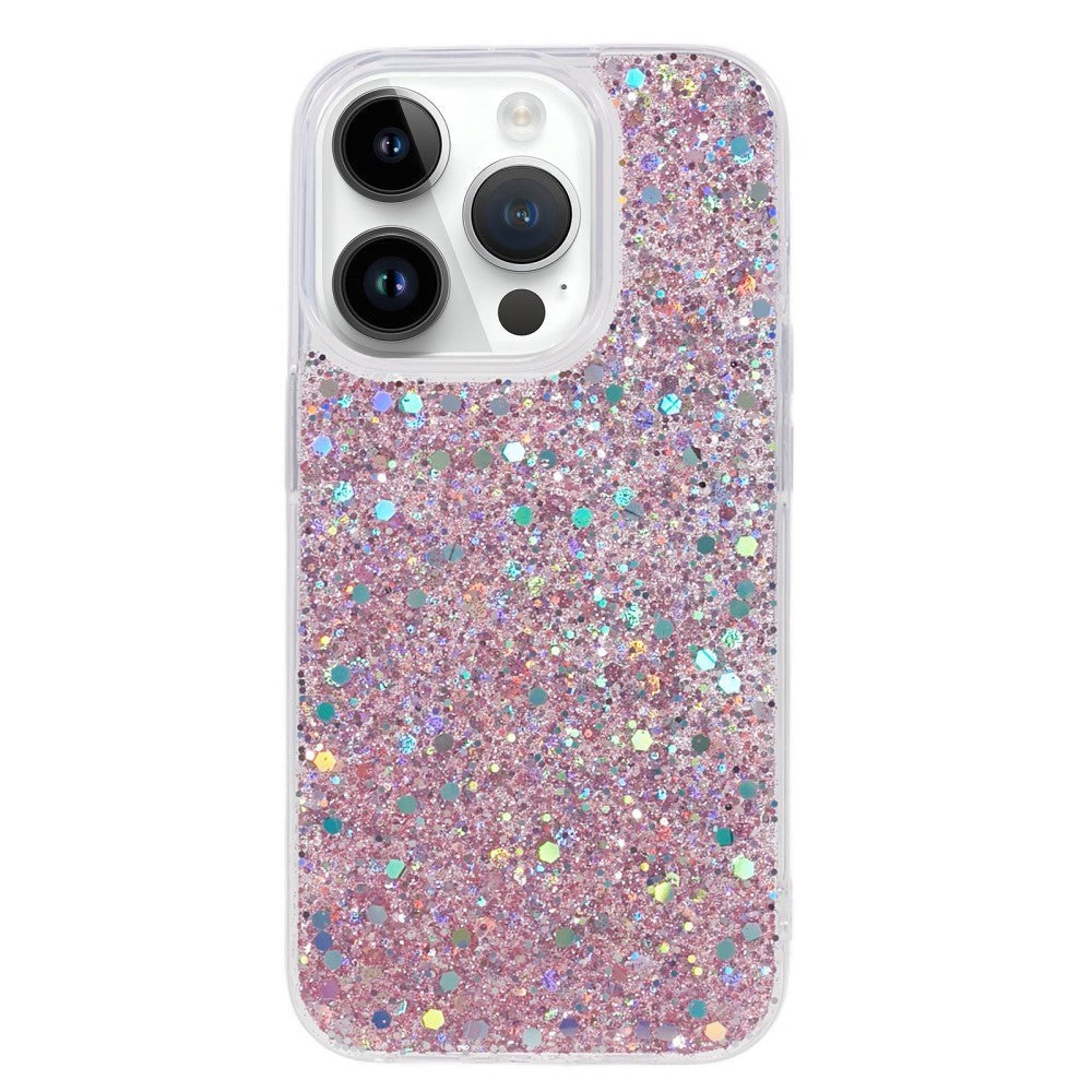 iPhone 15 Pro Glimmer Mobil Cover - Lyserød