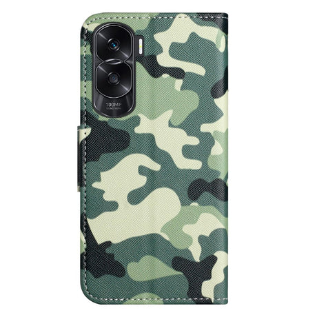 Honor 90 Lite Læder Mobil Cover m. Pung & Ståfunktion - Camouflage