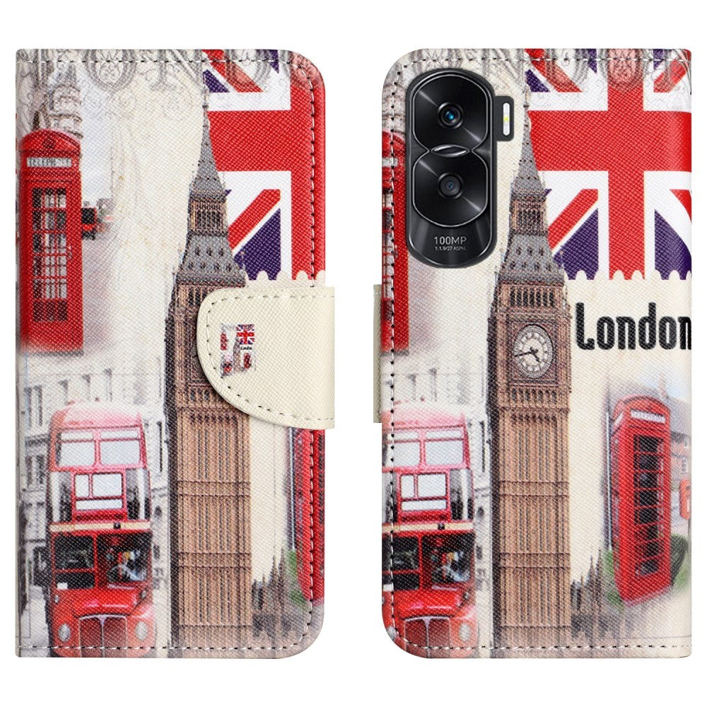 Honor 90 Lite Læder Mobil Cover m. Pung & Ståfunktion - London Big Ben