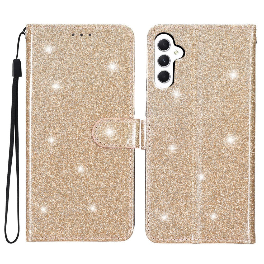 Samsung Galaxy A25 (5G) Læder Mobil Cover m. Pung & Strop - Glimmer - Guld