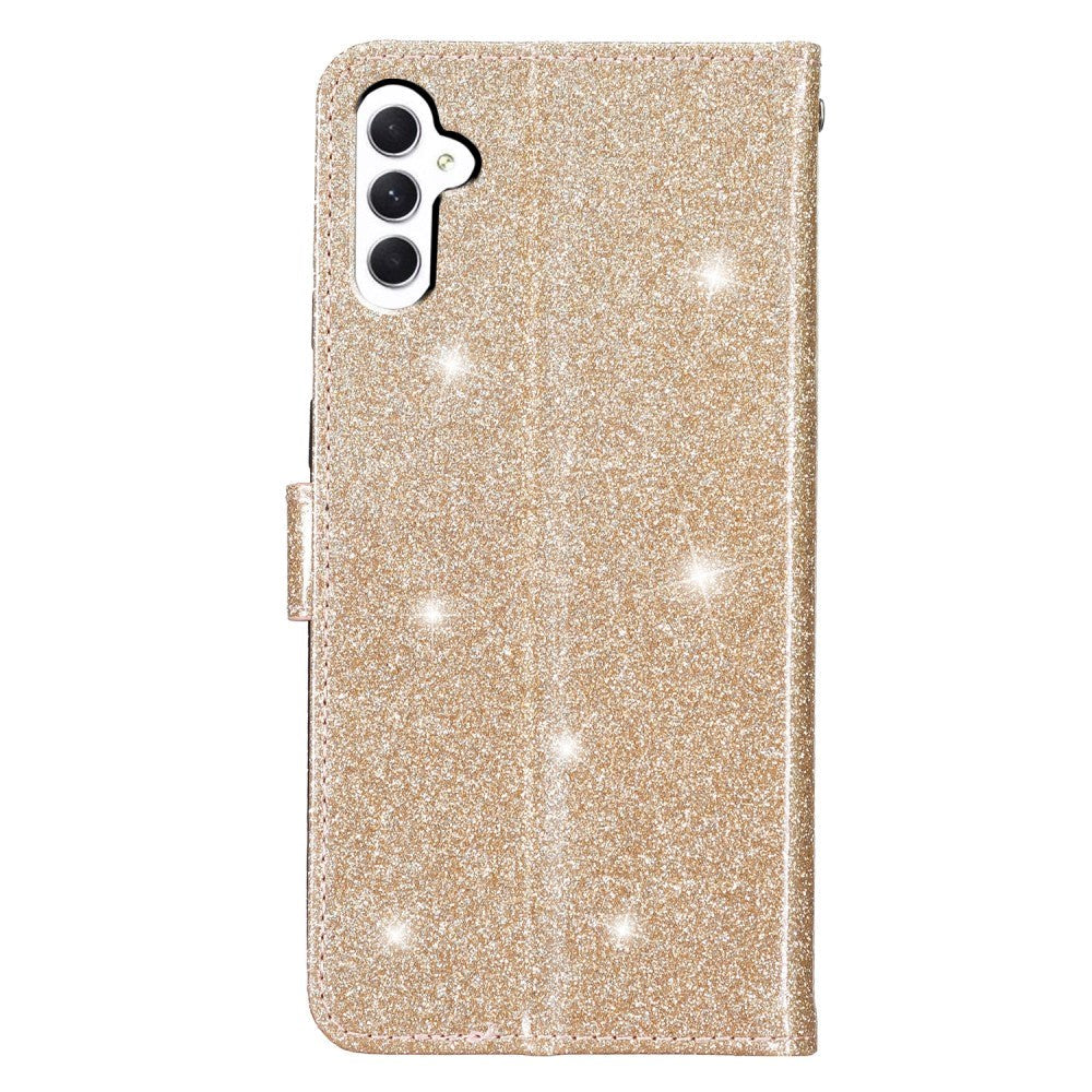 Samsung Galaxy A25 (5G) Læder Mobil Cover m. Pung & Strop - Glimmer - Guld
