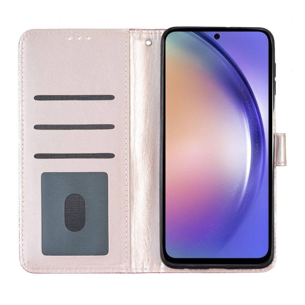 Samsung Galaxy A25 (5G) Læder Mobil Cover m. Pung & Strop - Glimmer - Rose Gold