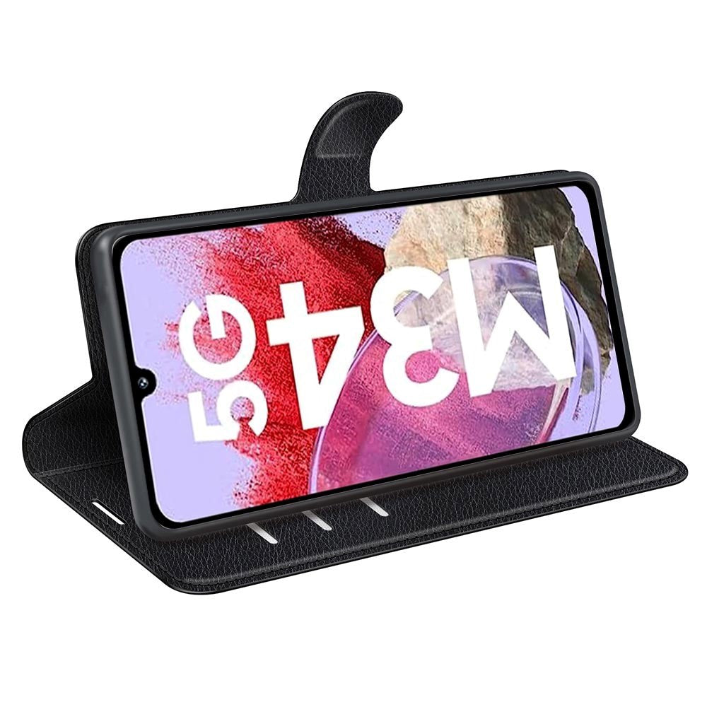 Samsung Galaxy M34 (5G) / F34 (5G) Litchi Læder Mobil Cover m. Pung - Sort