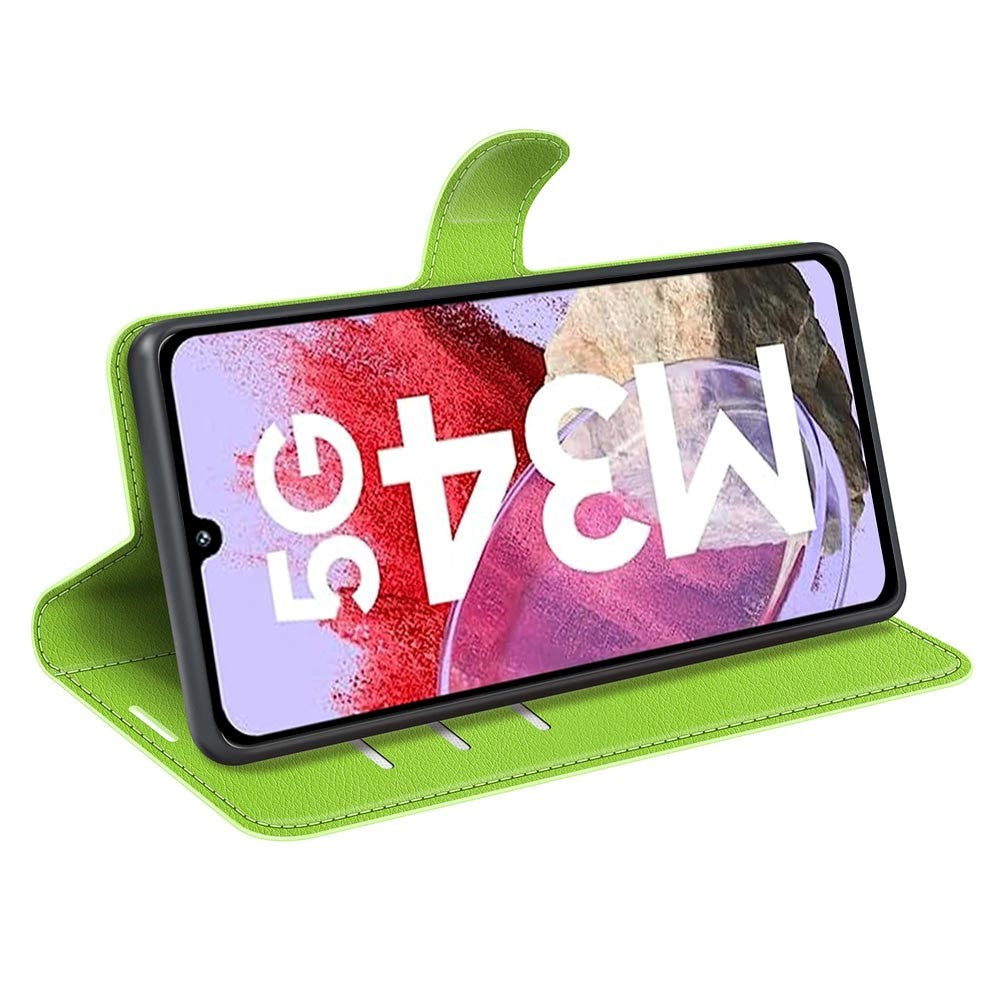Samsung Galaxy M34 (5G) / F34 (5G) Litchi Læder Mobil Cover m. Pung - Grøn