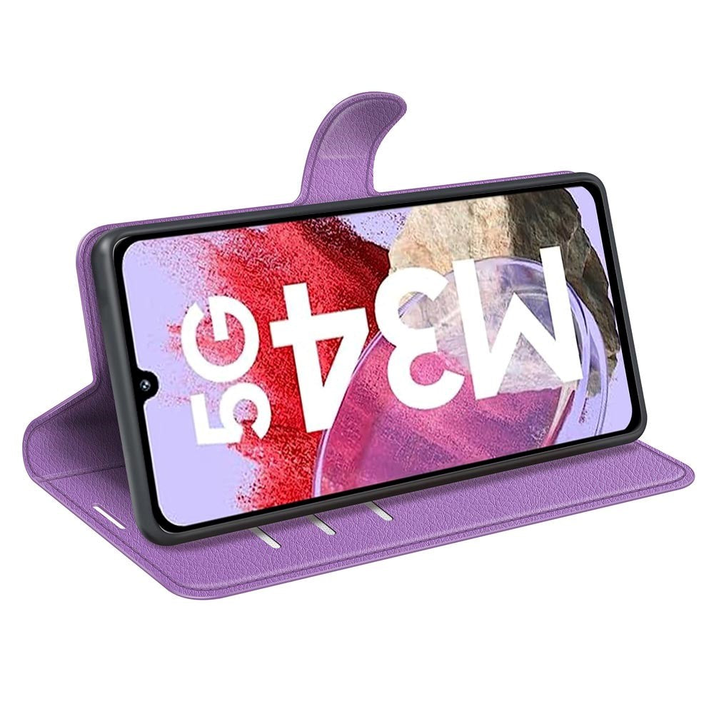 Samsung Galaxy M34 (5G) / F34 (5G) Litchi Læder Mobil Cover m. Pung - Lilla