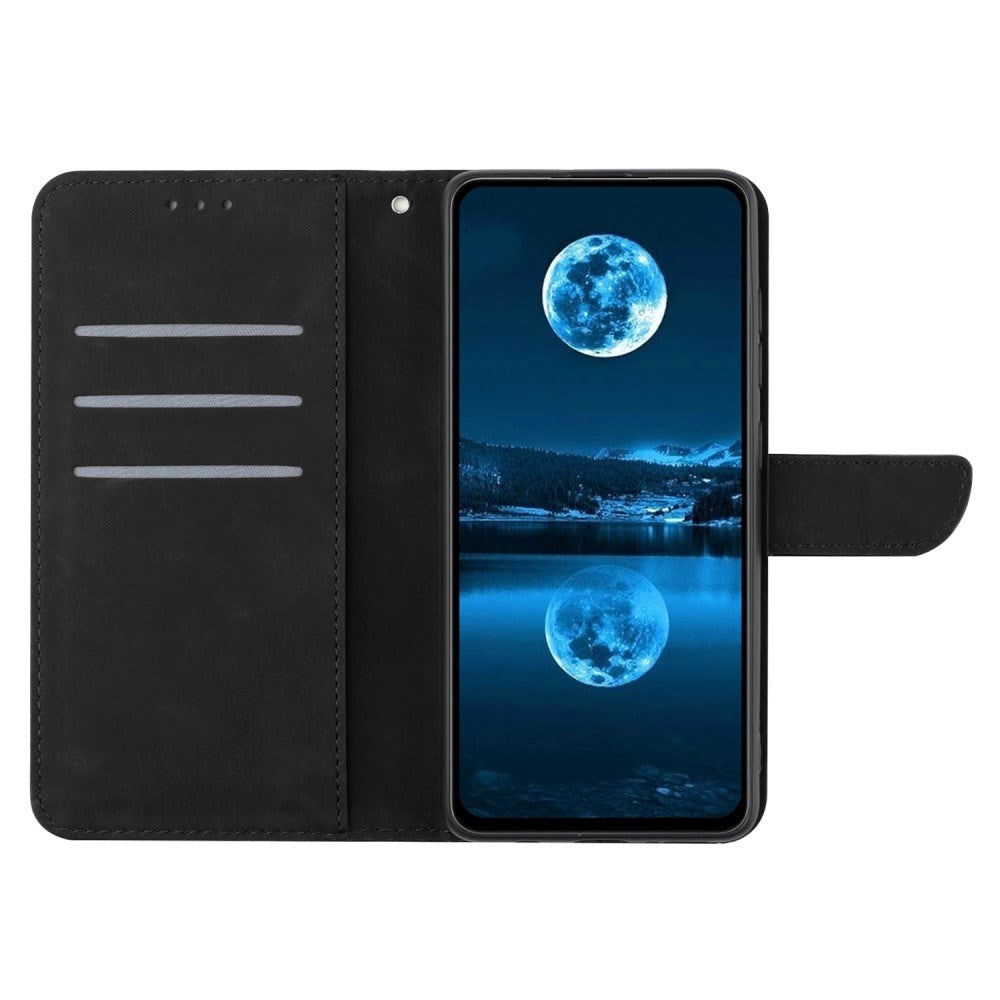 Realme 11 5G Mønstret Læder Mobil Cover m. Pung & Strop - Sort