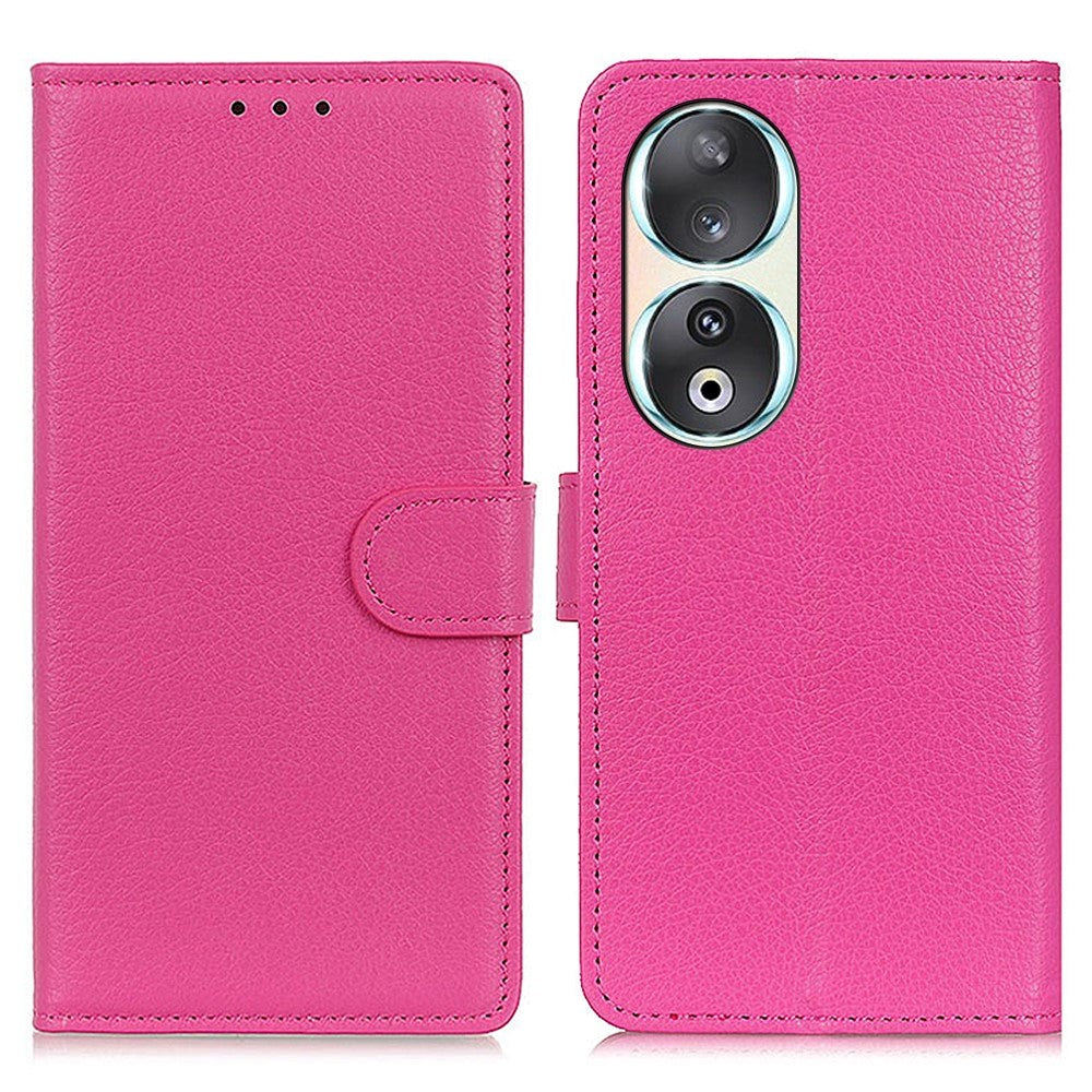 Honor 90 Litchi Læder Mobil Cover m. Pung - Pink