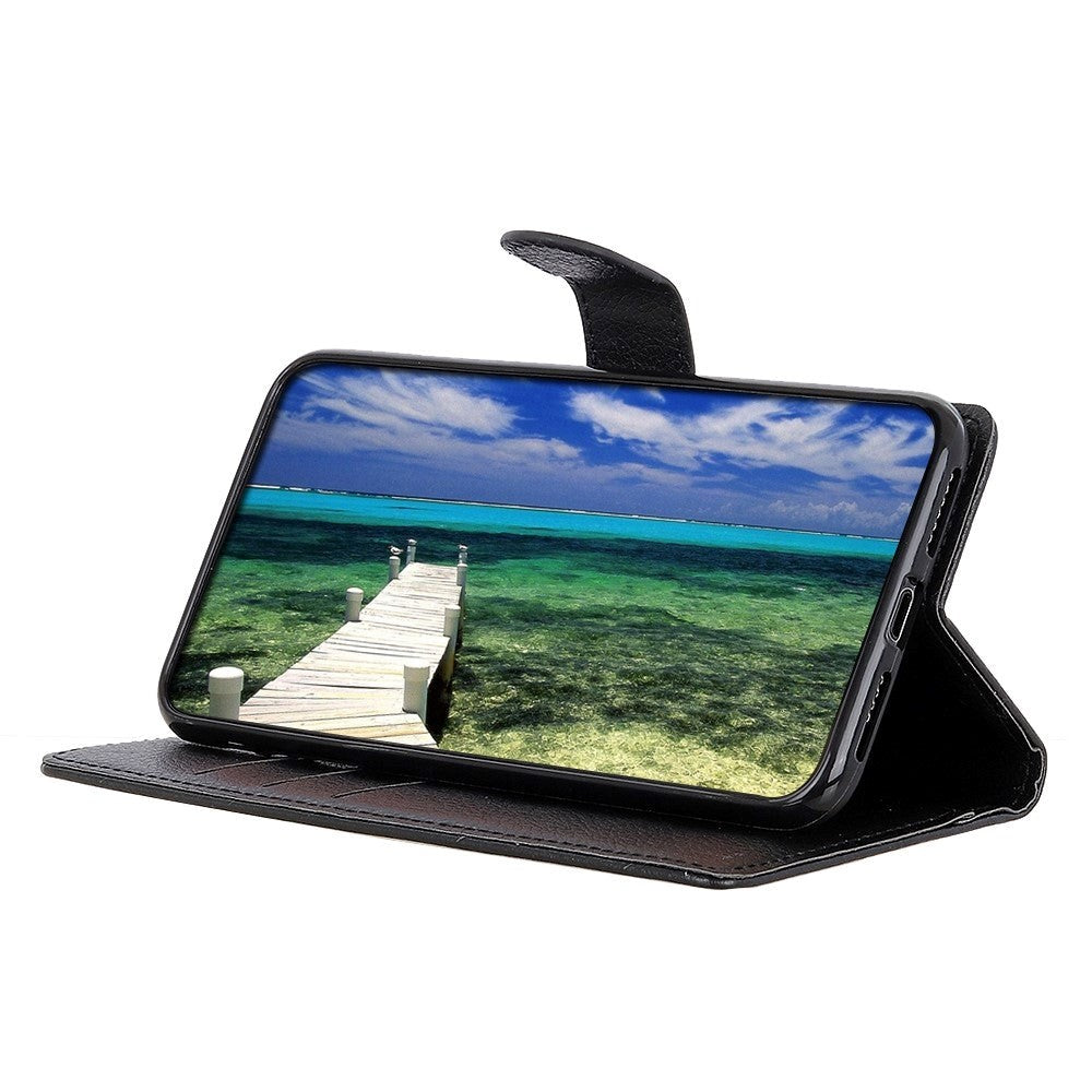 Motorola Moto G14 Litchi Læder Mobil Cover m. Pung - Sort