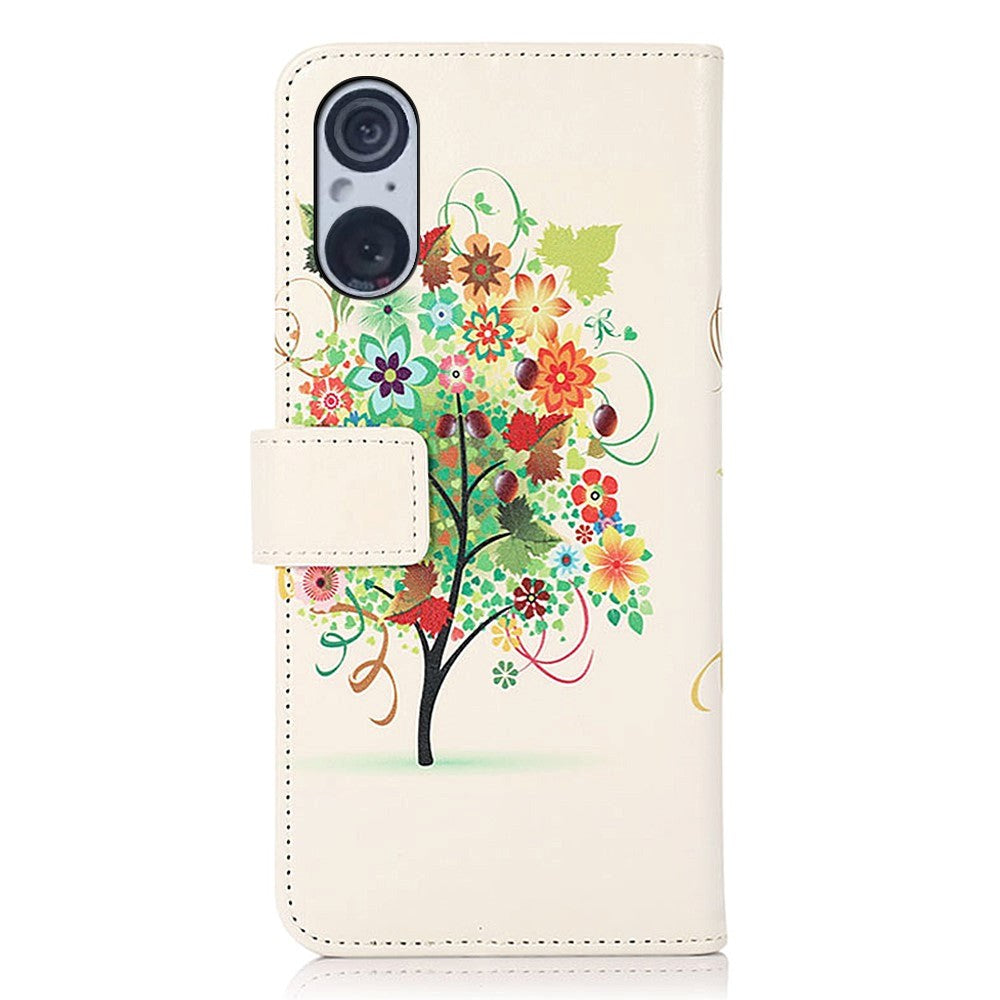 Sony Xperia 5 V Læder Mobil Cover m. Pung - Frugttræ