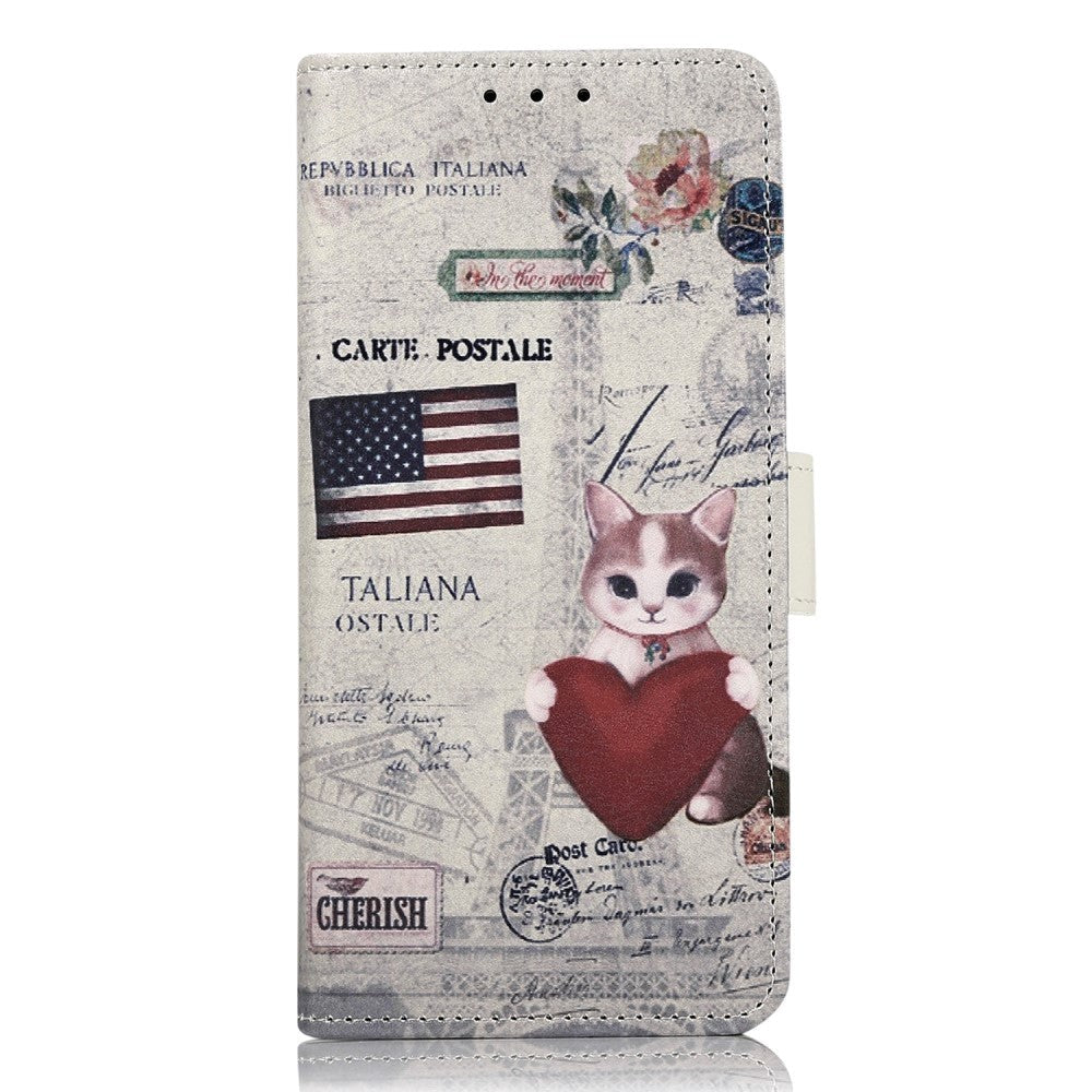 Sony Xperia 5 V Læder Mobil Cover m. Pung - Kat m. Hjerte