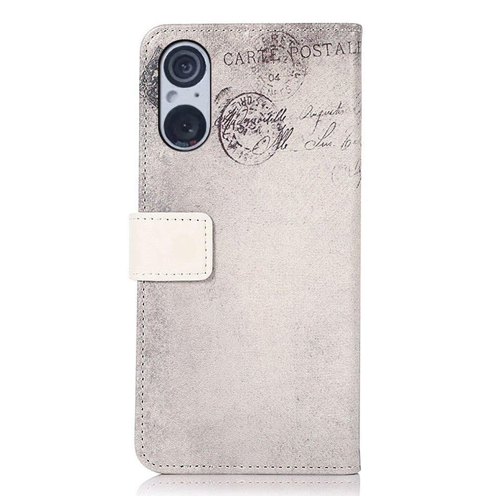 Sony Xperia 5 V Læder Mobil Cover m. Pung - Kat m. Hjerte