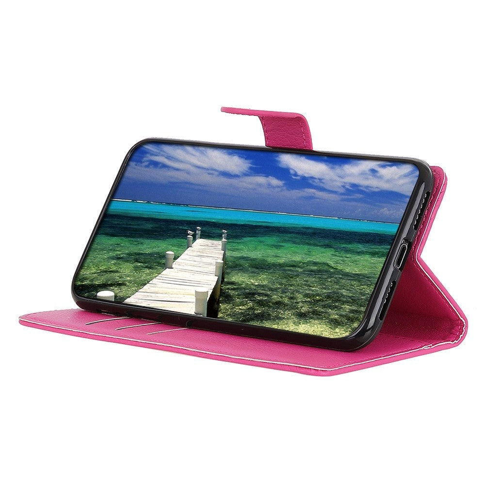 Sony Xperia 5 V Litchi Læder Mobil Cover m. Pung - Pink