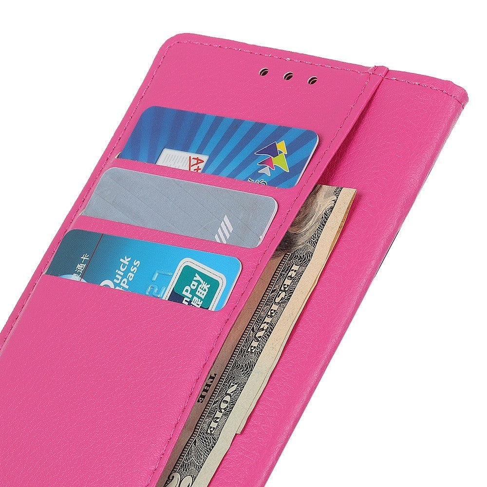 Sony Xperia 5 V Litchi Læder Mobil Cover m. Pung - Pink