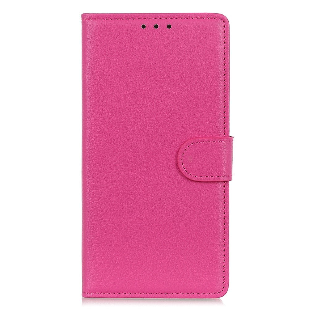 Sony Xperia 5 V Litchi Læder Mobil Cover m. Pung - Pink
