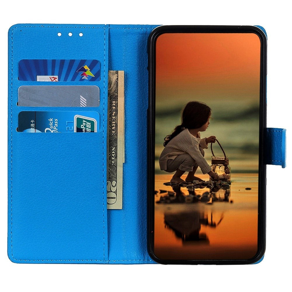 Sony Xperia 5 V Litchi Læder Mobil Cover m. Pung - Blå