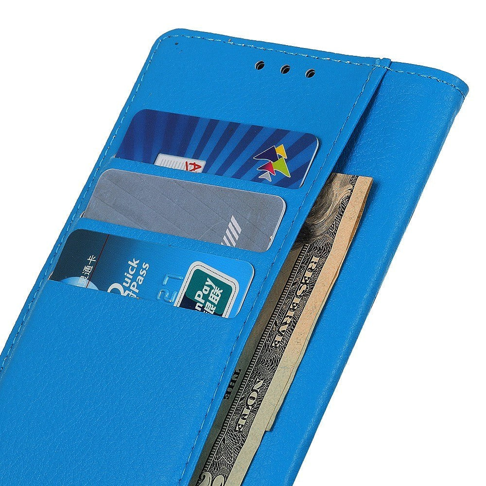 Sony Xperia 5 V Litchi Læder Mobil Cover m. Pung - Blå