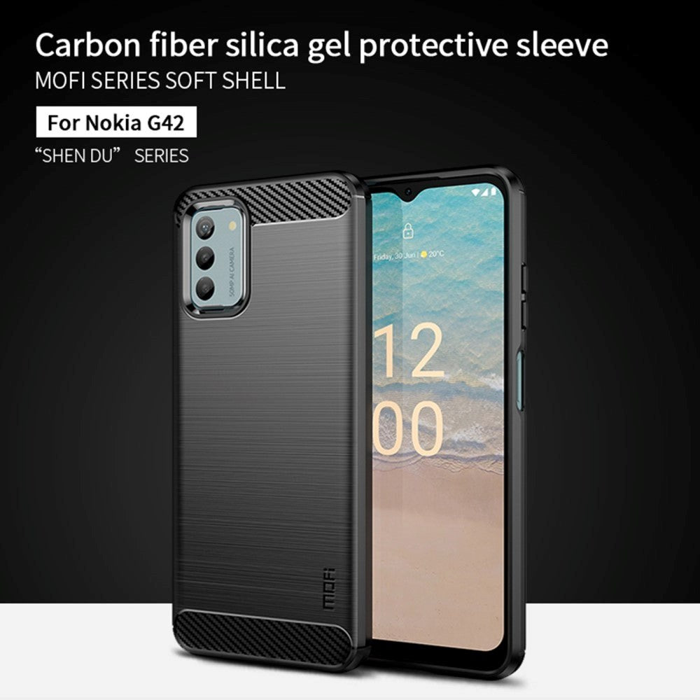 Nokia G42 Brushed Carbon Fiber Mobil Cover - Sort