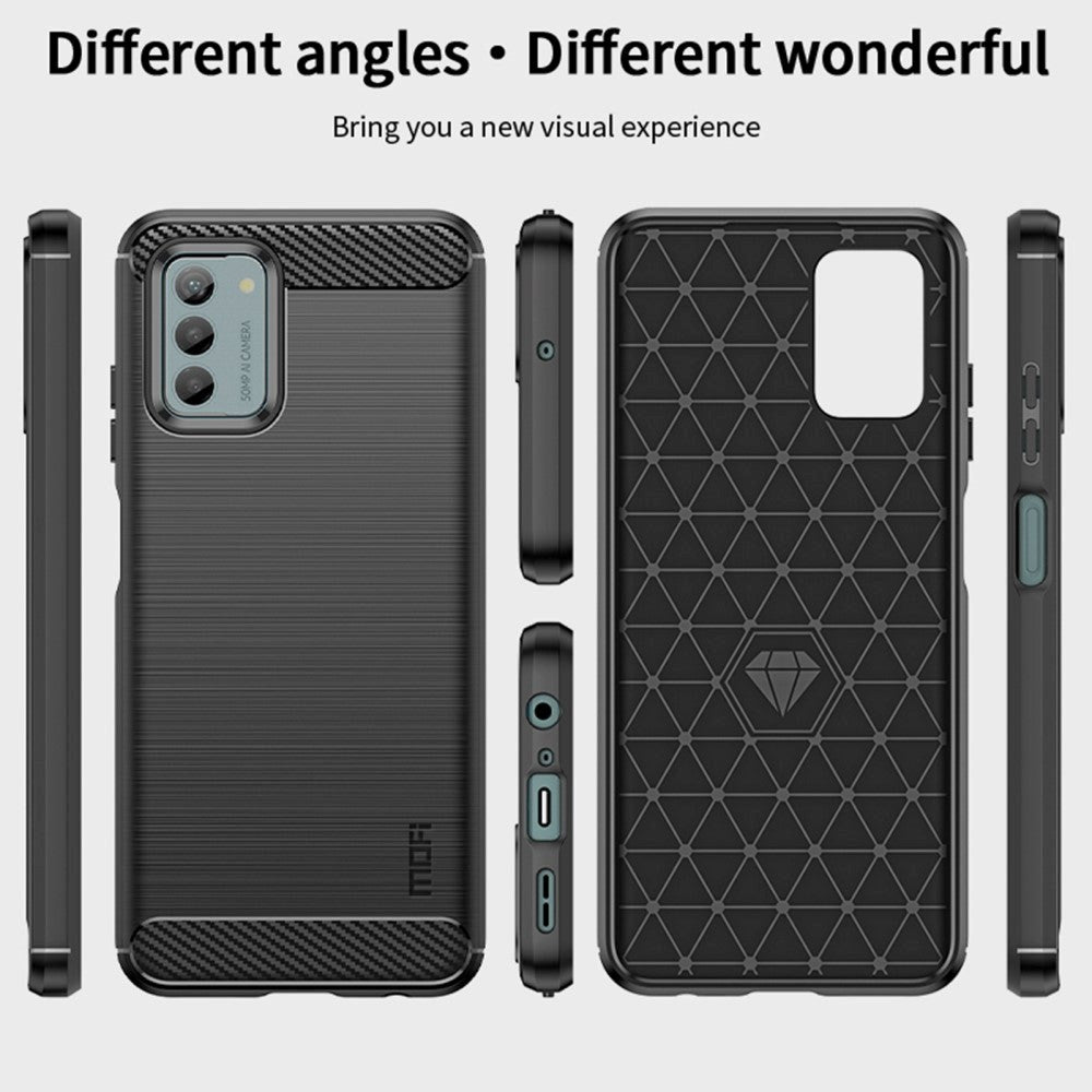 Nokia G42 Brushed Carbon Fiber Mobil Cover - Sort