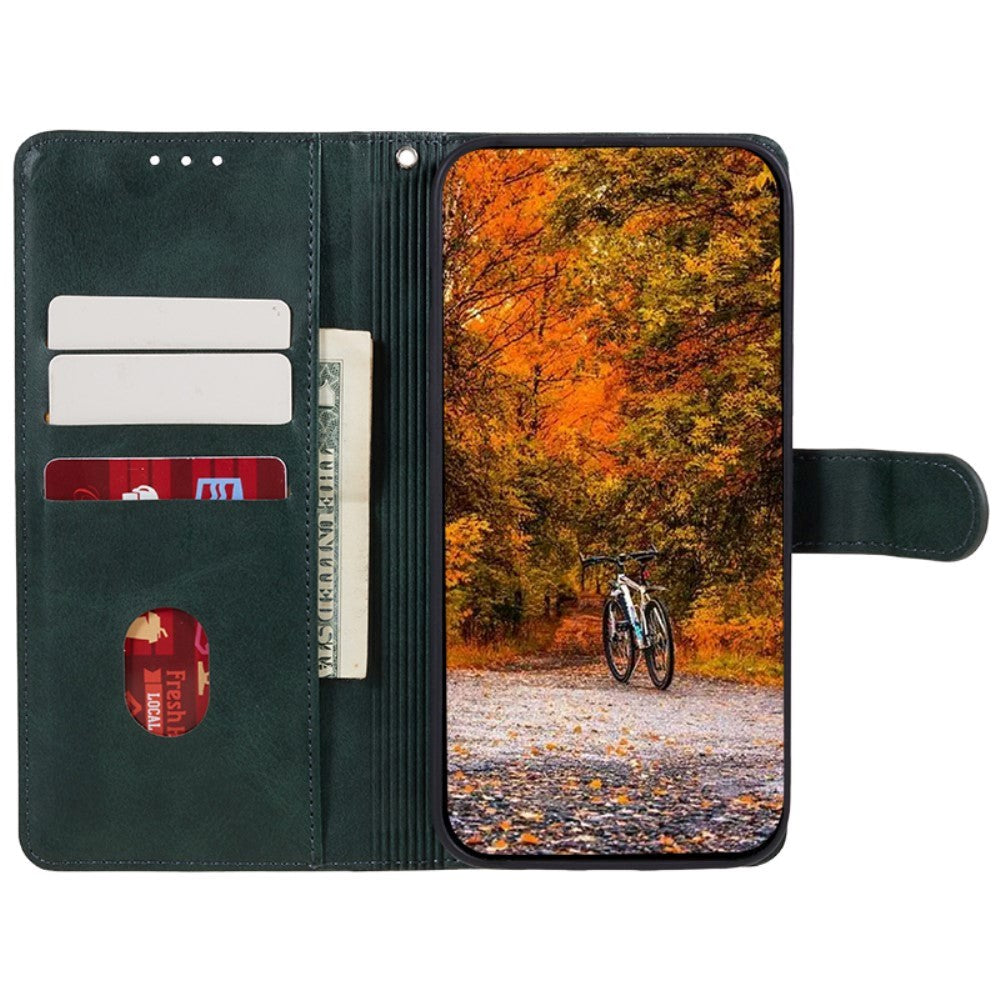 Motorola Moto G84 Læder Mobil Cover m. Pung & Strop - Grøn