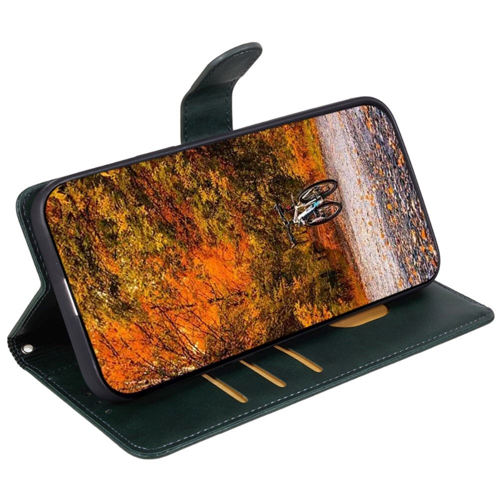 Motorola Moto G84 Læder Mobil Cover m. Pung & Strop - Grøn