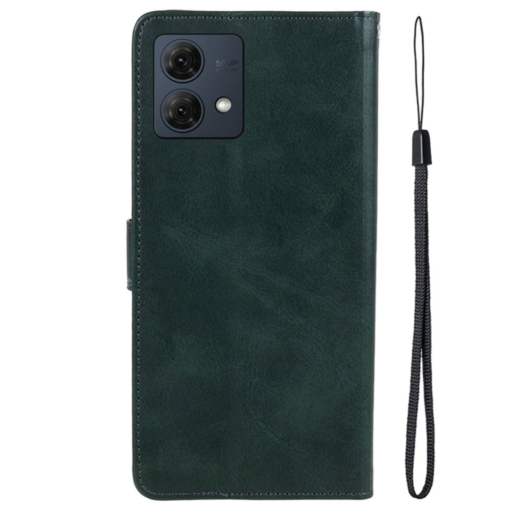 Motorola Moto G84 Læder Mobil Cover m. Pung & Strop - Grøn