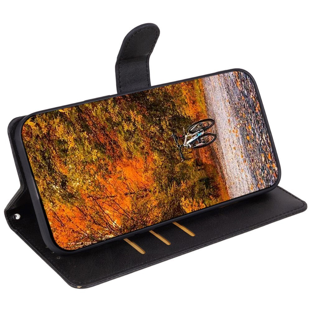 Motorola Moto G84 Læder Mobil Cover m. Pung & Strop - Sort