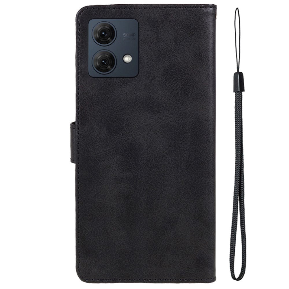 Motorola Moto G84 Læder Mobil Cover m. Pung & Strop - Sort
