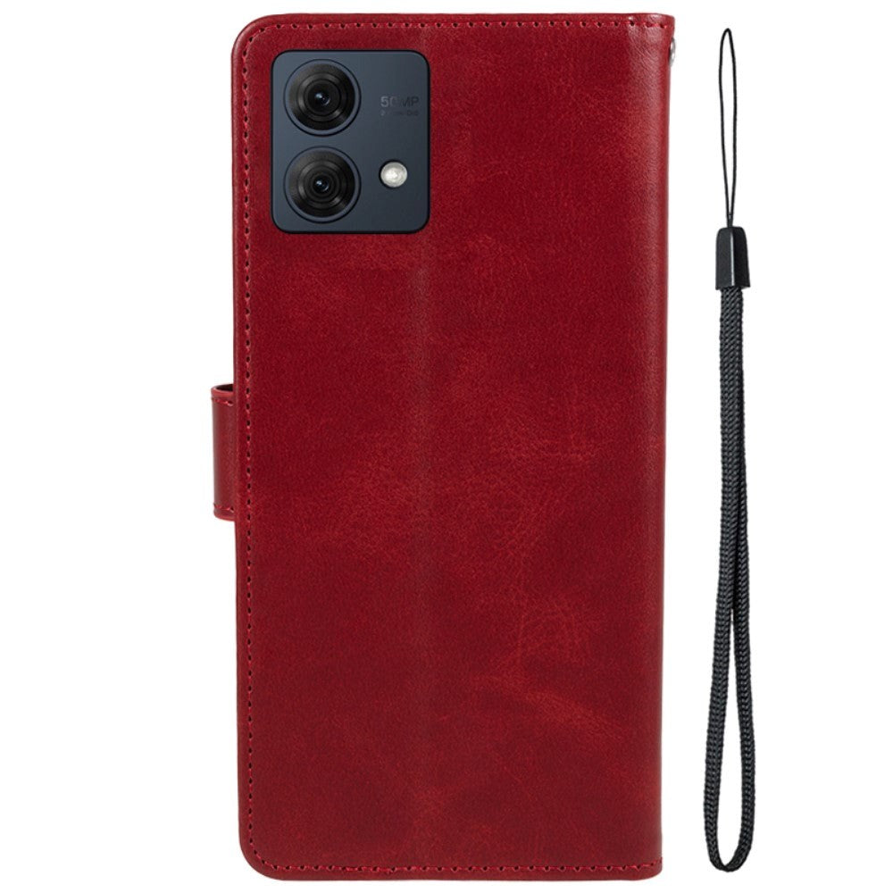 Motorola Moto G84 Læder Mobil Cover m. Pung & Strop - Rød