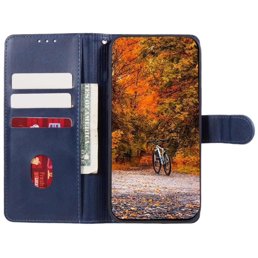 Motorola Moto G84 Læder Mobil Cover m. Pung & Strop - Blå