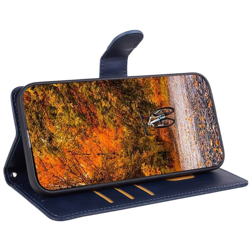 Motorola Moto G84 Læder Mobil Cover m. Pung & Strop - Blå