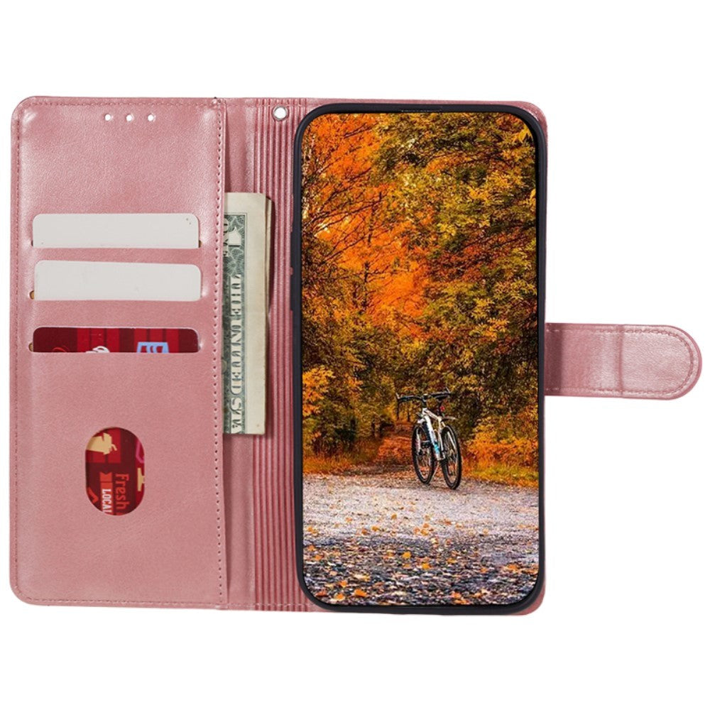 Motorola Moto G84 Læder Mobil Cover m. Pung & Strop - Rose Gold