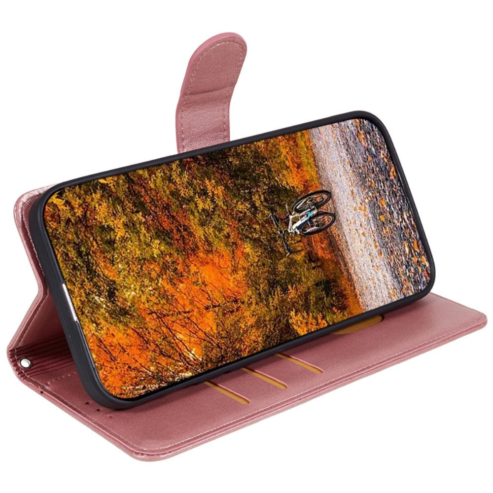 Motorola Moto G84 Læder Mobil Cover m. Pung & Strop - Rose Gold